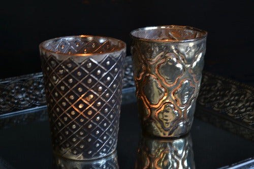 Set of 2 Mercury Glass Candle Holders 3