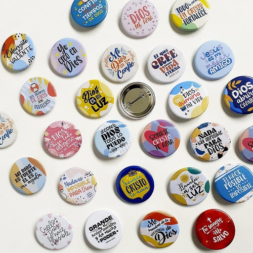 Pack of 60 Christian Quotes Button Pins 1