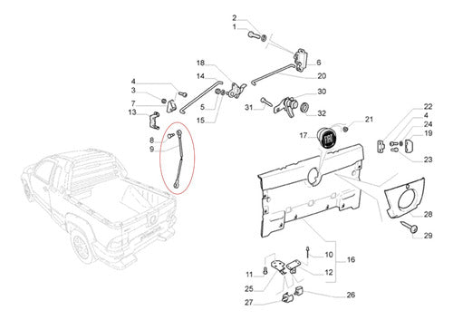 Cable Portón Trasero Fiat Strada Working 2008 Al 2013 1