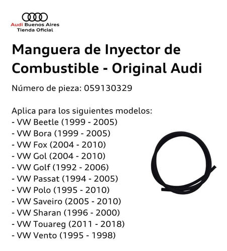 Audi Manguera De Inyector De Combustible Volkswagen Polo 2002 Al 2