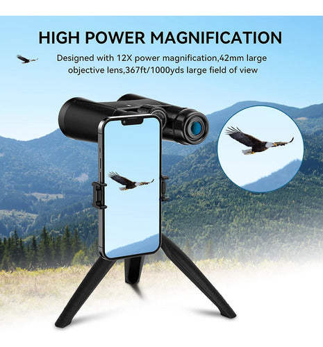 Binocular Flysh 12x42 with Tripod and Cell Phone Holder 3