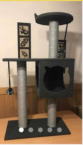 Two-Level Cat Scratching Gym with Gift Pom-Poms 0