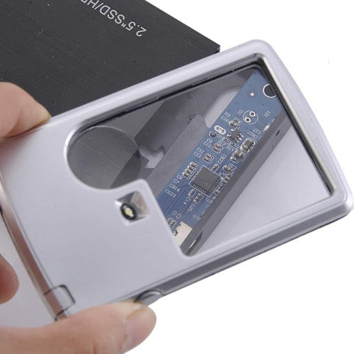 LED Lighted Card Magnifier with Double Magnification 0