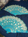 Turquoise Plastic Fan with Golden Print 0