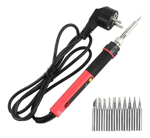 CXG 60W Adjustable Temperature LCD Soldering Iron + 10 Tips 0