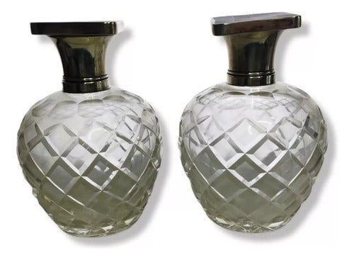 Cristal Imperial Perfume Bottles with 925 Silver Top - Price for the Pair 1