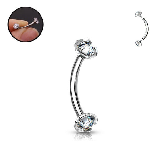 Modlover Barbell Curvo Con Zirconia Engarzada Ideal Ceja Daith Rook 1