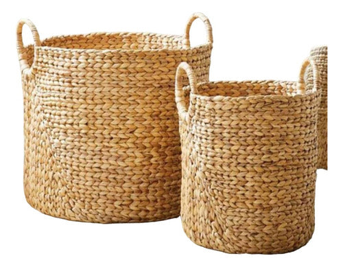 MultiHogar UY Round Water Hyacinth Basket with Handles 0