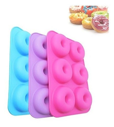 Donut Pan, Paquete De 3 Moldes De Silicona Para Donut, 6 Cav 0