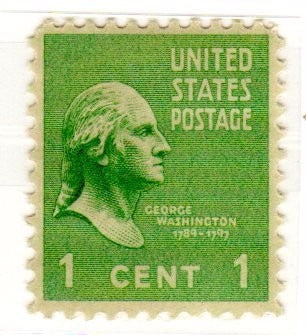 Sello United States Postage George Washington 1cent 1838-54 0