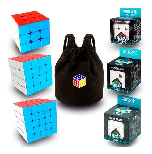 MoYu Cubo Rubik Pack 3 Cubos Moyu Meilong 3x3 4x4 5x5 + Estuche 0