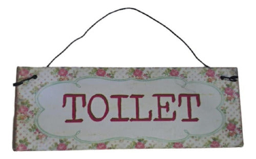 Dream Home Bazar Cartel Chapa Decorativo Colgante Toilet Baño Flor Retro 0