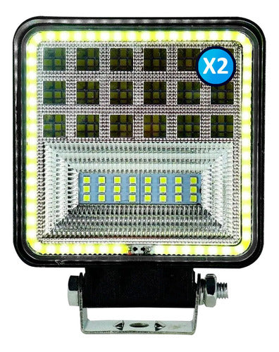 Square LED Headlight X2 with Angel Eye - 12v / 24v Colors 1