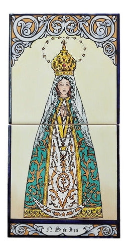 Mayólica  Virgen De Itatí - 2 Azulejos - (15 X 30) 0