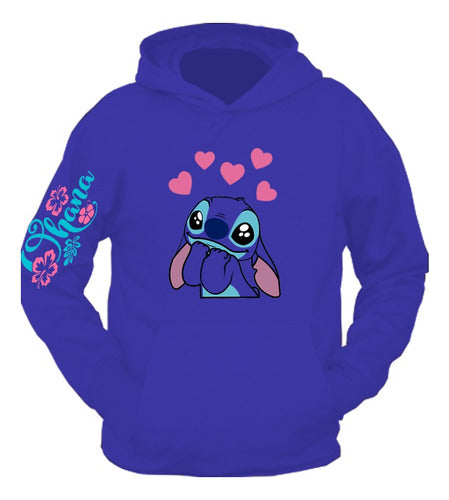 Ki Fan Store Hoodie Canguro Buzo Frizado Premium Lilo Y Stitch Ohana 0