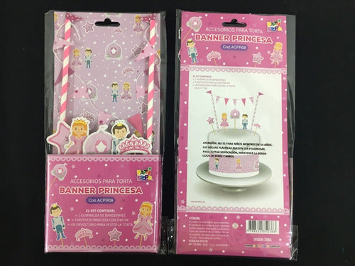 10Tra Set Adorno Torta Princesa Decoracion Banderin Cumpleaños 2