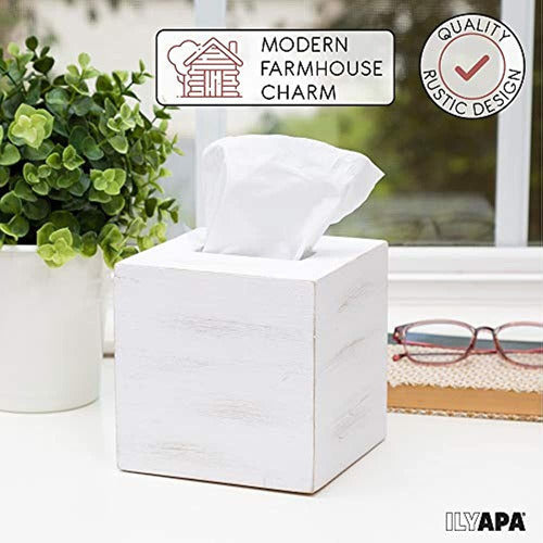 Ilyapa Square Wooden Tissue Box - Pack of 2 3