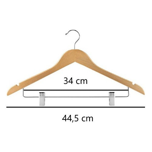 Pettish Bazar Set X9 Wooden Hangers with Metal Clips in Brown Finish 1