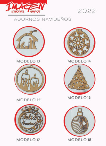 Set of 20 Christmas Decorations in 3mm MDF Fibrofácil 2