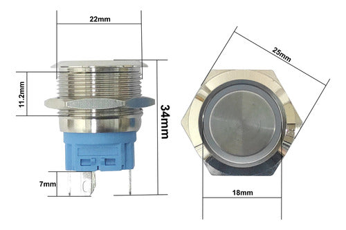 Pulsador Con Logo Boton Led Verde 22mm Con Retencion + Cable 2