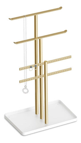 Pickpiff Jewelry Stand Holder Organizer: 4-Tier Gold and White 0