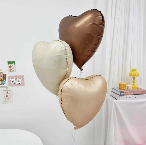 10 Globos Corazones Mate Color Retro Nude Crema Marron 2