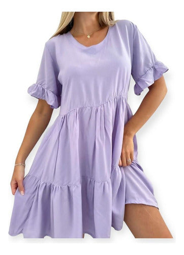 Short Dress with 3/4 Sleeves and Flared Hem Plus Size 4