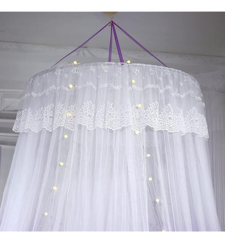 Mengersi Princess Bed Canopy Con Luces Round Dome Bed Curtai 3