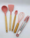 Set of 9 Kitchen Utensils with Wooden Handle and Pink Silicone Tip 3