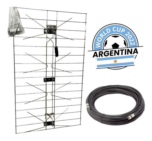 Kit Antena Tda Tv Digital + Cable 10 Metros Coaxil Mundial 0