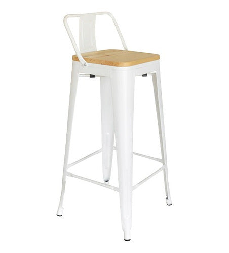 Emuebles Industrial Tolix Stool with Imported Wooden Seat 0