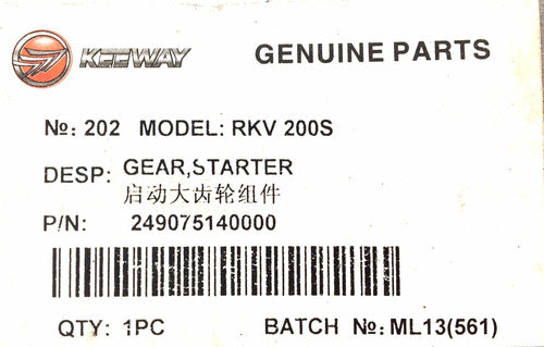 Keeway Corona Bendix Arranque Rkv 200 Gs Original Urquiza M 1