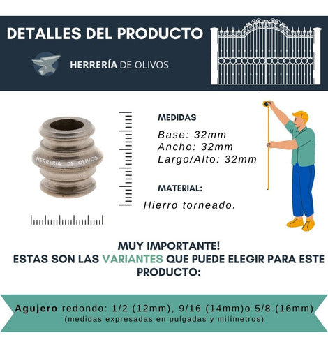 HERRERÍA DE OLIVOS Aplique Hierro Torneado Intermedio (1 Unidad) C.9980 1