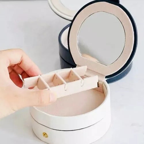 Jewelry Organizer Box - Double Layer Dust-Proof Storage Case with Mirror 1