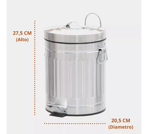 DyP Accesorios Vintage Style Galvanized Iron Pedal Bin 5 Liters 1