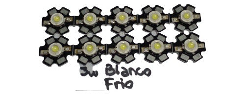 High Power LED with Cold White Heatsink 3W 10 Pack 0