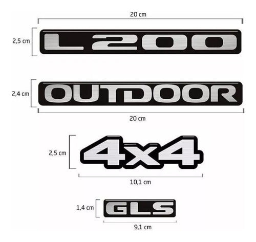 Mitsubishi Kit 6 Emblems L200 Outdoor 4x4 GLS Resinated 2