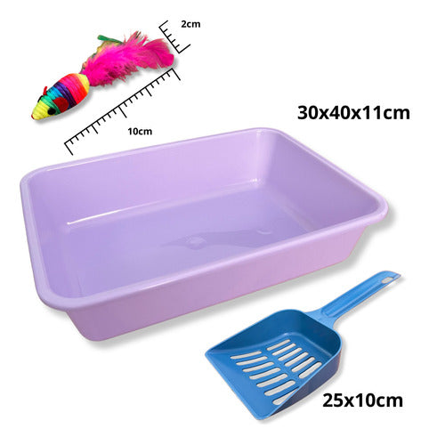 Cat Sanitary Kit Tray + Scoop + 2 Bowls + Toy 7