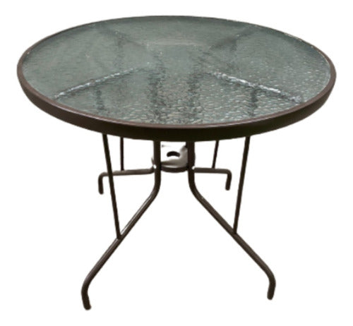 FKN Round Glass and Metal Outdoor Table 0