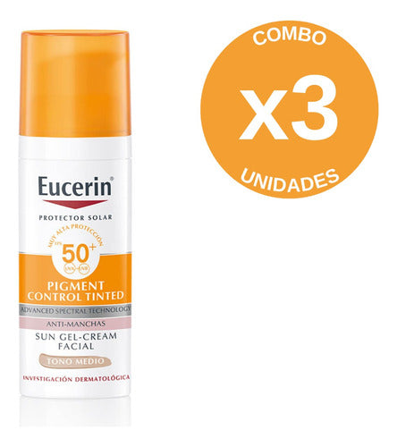 Combo X3 Eucerin Solar Fps50 Pigment Control Tono Medio 50ml 0