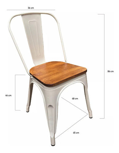 Homeshop Sillas Tolix X 4 Un. Diseño Industrial Metal Asiento Madera 1