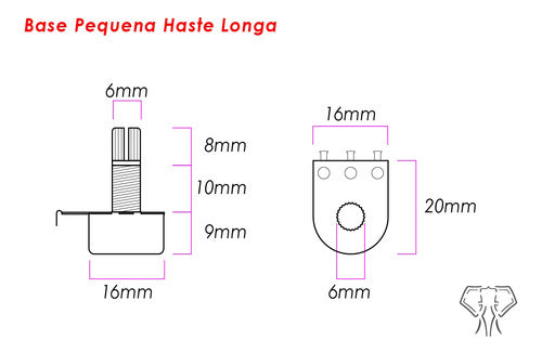 Kit Luthier Potenciômetro 2u B500k + 1u A500k Elephant 16/18 4