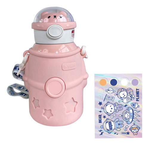 Garrafas De Água Portable Kawaii Straw 500ml De Aço Inoxidáv 0