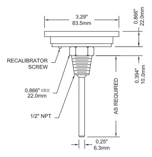 Winter's Bimetallic Thermometer Stainless Steel 75mm 0/200°C TBM30025B33 1