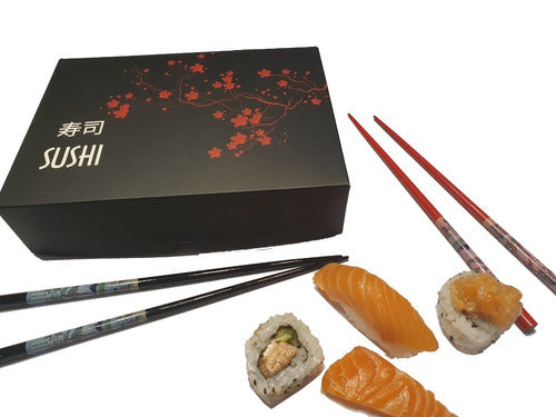 Medium Black Sushi Box 20-24 Pieces, 100 Units Lam Int./Ext 0