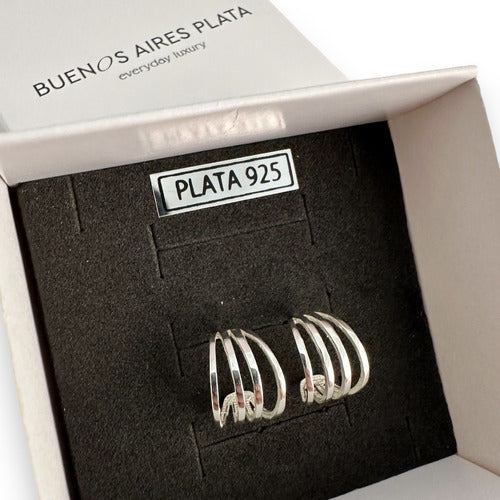 Buenos Aires Plata 925 Silver Earrings Four Lines Fashion Women Guarantee 5