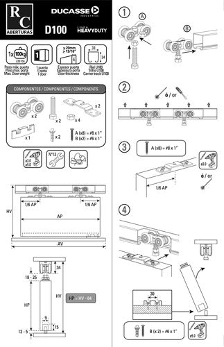 Sistema Corredizo Puerta / Portón Liviano 100kg Ducasse D100 4