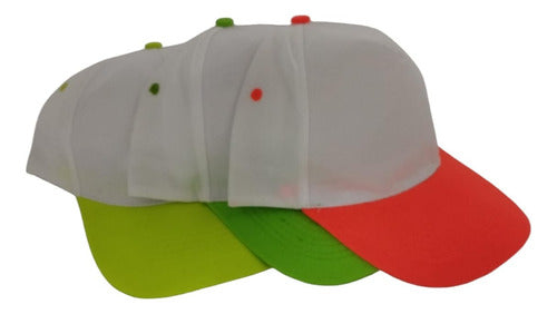 White Caps with Color Velcro 100% Polyester 10 Units 4