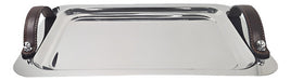 Acermel Rectangular Stainless Steel Tray with Leather Handles 50cm 1