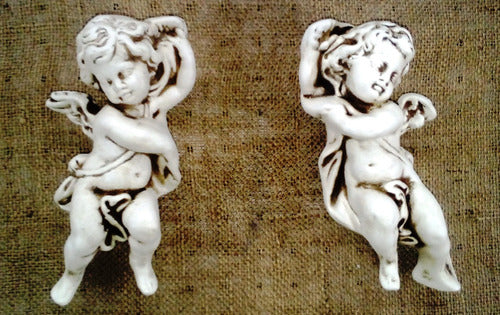 Pair of Ceramic Angels Wall Hanging Playing Guitar and Lyre 2